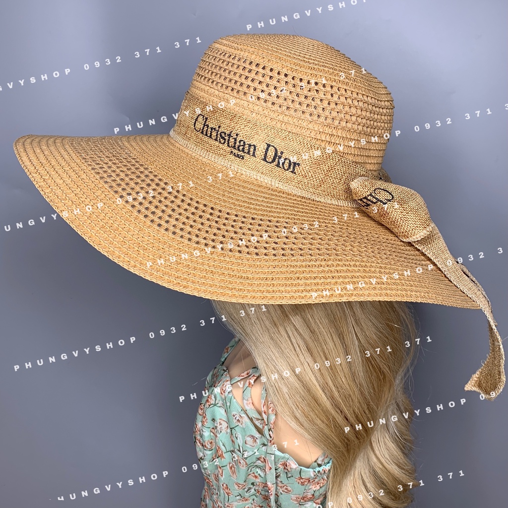 (LP)- Mũ cói Vành TO loại DÂY NƠ IN CHRISTI- nón đi biển che nắng