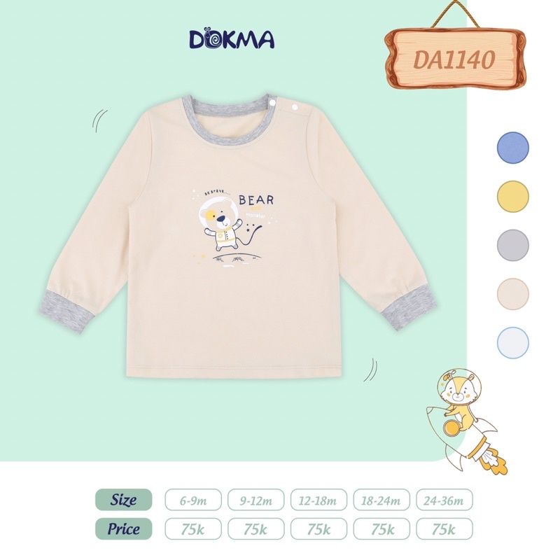 Áo dài tay cài vai bé trai Dokma 9-36M DA1140