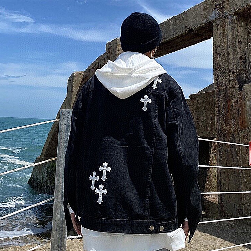 Áo khoác Denim jacket nam nữ áo bò Chrome Hearts phong cách vintage 1980street