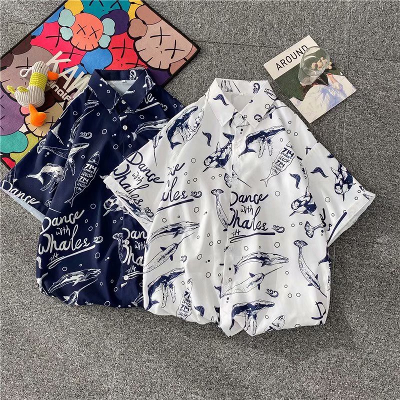 Áo sơ mi tay ngắn họa tiết hoa kiểu Hawaii trẻ trung hợp thời trang M-3XL