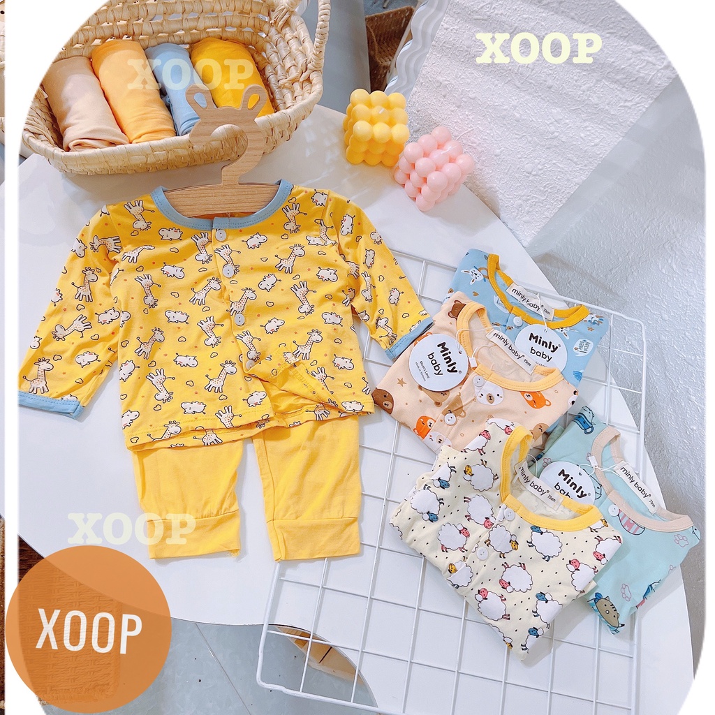 Bộ  dài sơ sinh cúc giữa  in họa tiết gấu,hươu cho bé ( size từ 7-16kg) BD2