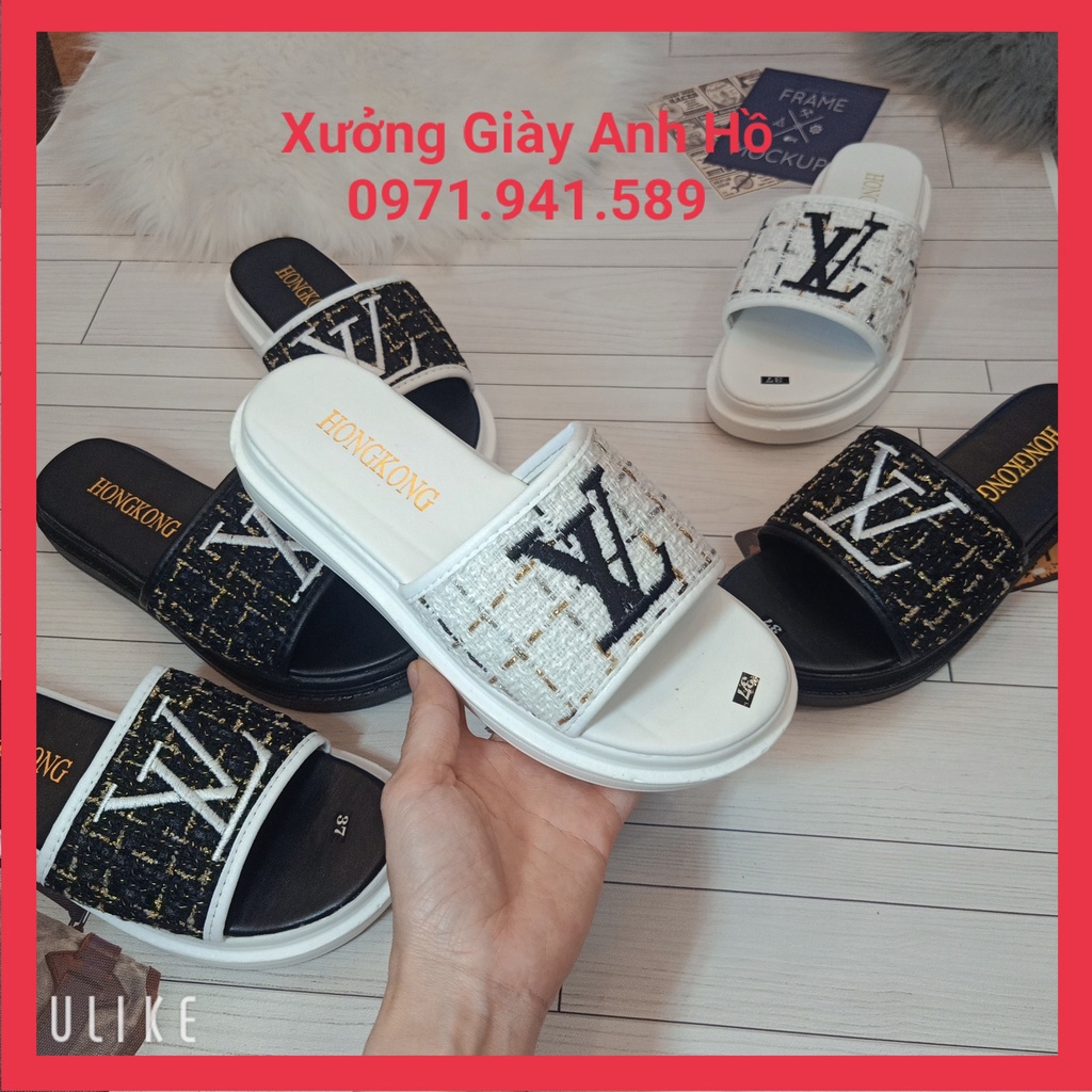 Dép Bánh Mì Dép Quai Ngang Nữ Thêu Đế PU 3 Phân Cực Tôn Dáng Siêu Nhẹ Mềm Êm Chân (Kèm Video Ảnh Thật)