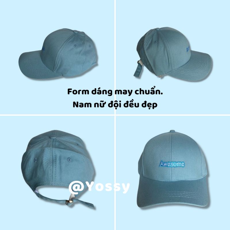 Mũ lưỡi trai nam nữ thêu chữ Awesome phong cách Ulzzang ❤ Nón kết kaki unisex cao cấp