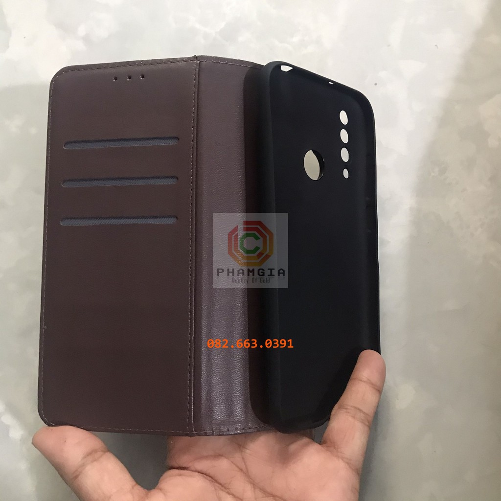 Bao da Vsmart Joy 3, Active 3 da cao cấp, có ngăn thẻ, chống xem phim (không quai gài)