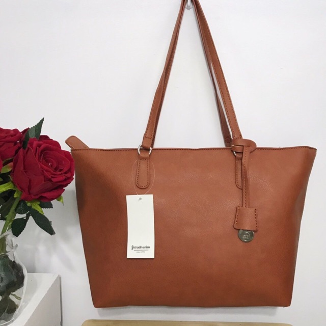 Túi Shopper stradivarius tote sọc & nâu