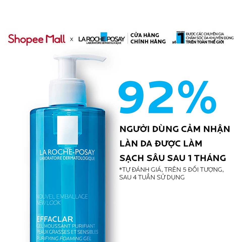 Bộ đôi gel rửa mặt tạo bọt làm sạch dành cho da dầu nhạy cảm Effaclar Foaming Gel 400ml