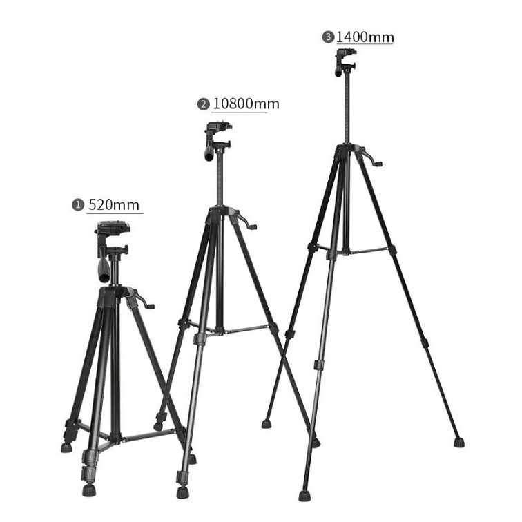 Chân Máy Ảnh Tripod 3366 Hợp Kim Cao Cấp Tặng Đầu Kẹp Điện Thoại