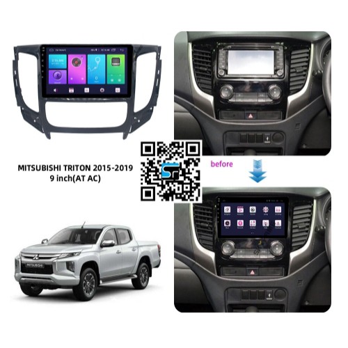 Mặt dưỡng lắp màn hình ANDROID  10 In Mitsubishi Triton số sàn 2015 -2018 kèm rắc nguồn