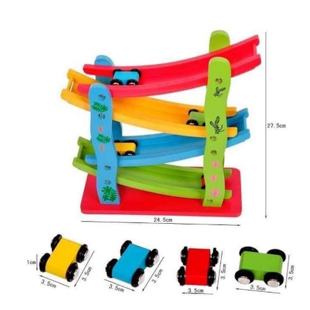 Đồ Chơi Gỗ Xe Cầu Trượt Ô Tô 4 Tầng - Đồ Chơi Gỗ Thông Minh Cho Bé Dolphin Kids