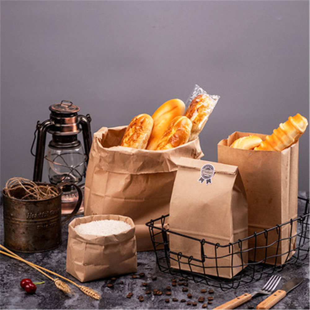 MIOSHOP Treat Buffet Wrapping Bag Wedding Gift Cookie Pouch Kraft Paper Bags Party Favor Baking Package Supplies Vintage Bread Food/10pcs