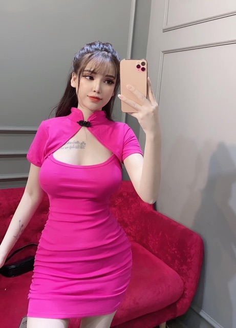 Đầm body cổ tàu chất thun borip cao cấp chuẩn hàng shop | BigBuy360 - bigbuy360.vn