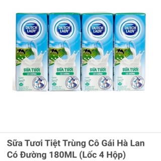Sữa Tiệt Trùng Dutch Lady Cô Gái Hà Lan 180ml*4hộp