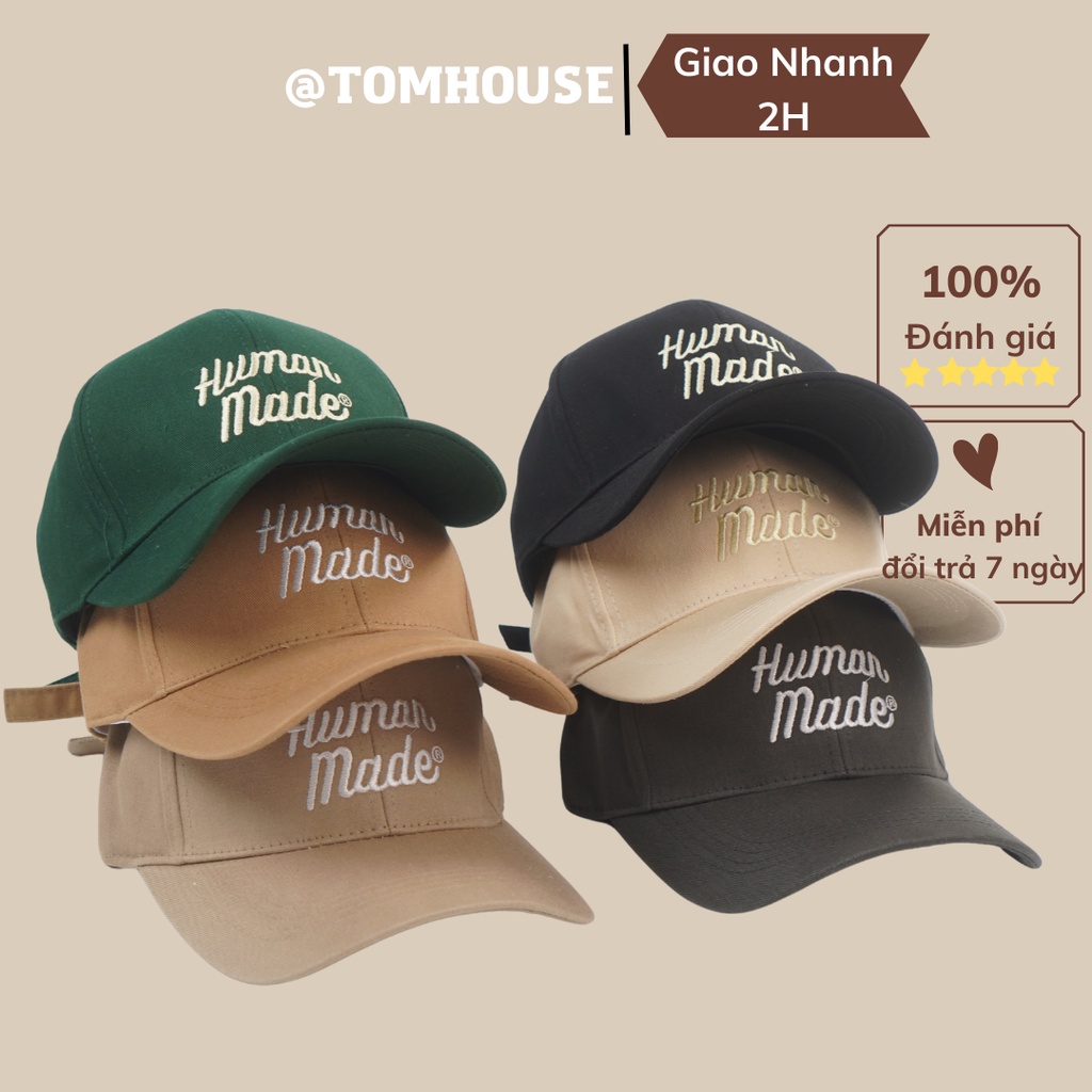 Mũ lưỡi trai nữ cao cấp thêu chữ Human Made nón kết nam nữ đẹp phong cách thời trang Unisex Tom House