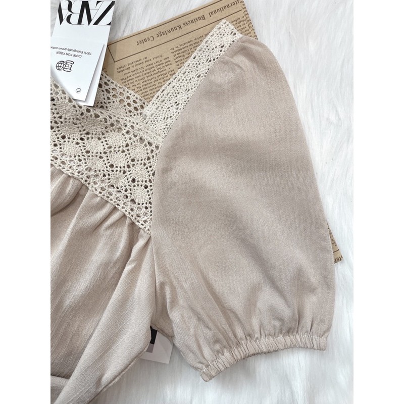 Set Áo Babydoll Thô Đũi Pha Ren Mix Quần Short - Set Xinh Mùa Hè