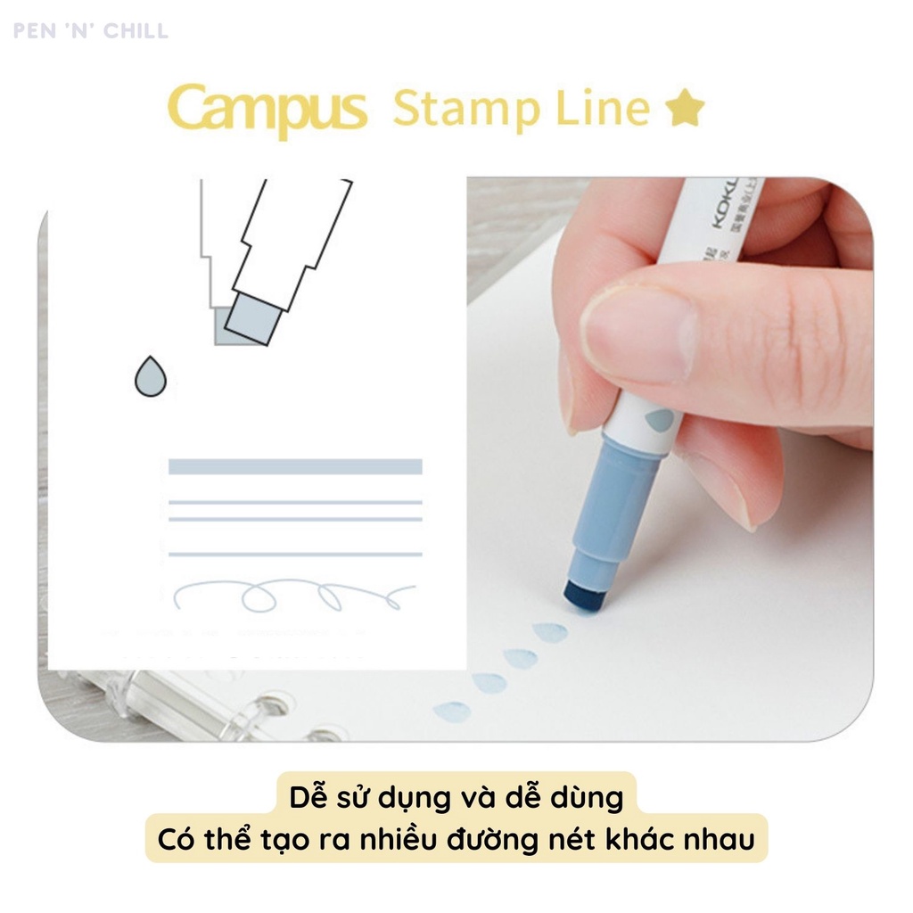 Bút marker hai đầu dạng stamp Kokuyo Campus