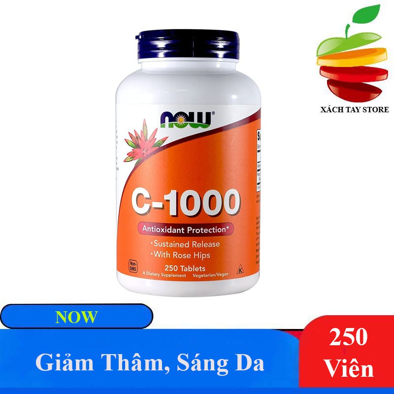 Viên Bổ Sung Vitamin C - NOW Giảm Thâm, Sáng Da