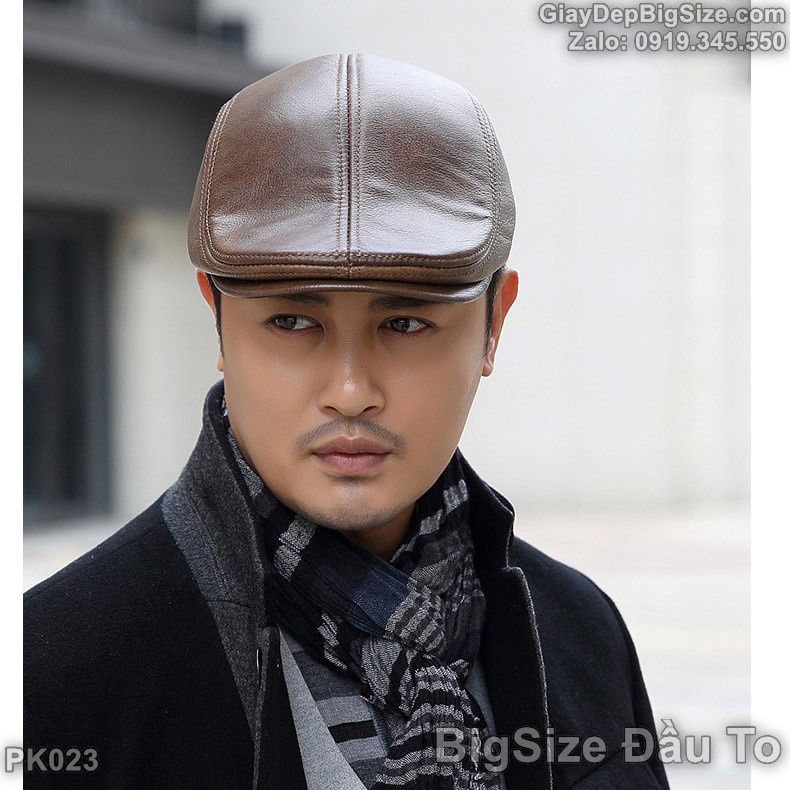 Mũ nồi da thật, nón beret big size cỡ lớn cho nam đầu to (chu vi 61-63cm)