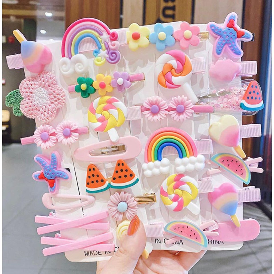 GIÁ SỈ - Kẹp tóc cho bé gái set 14 chiếc họa tiết rất dễ thương