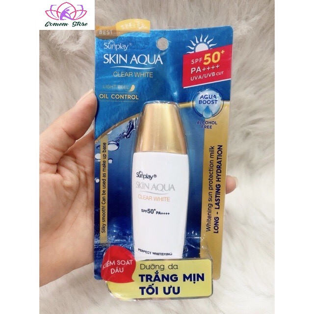 Sunplay Skin Aqua Clear White SPF50+, PA++++: Sữa Chống Nằng Dưỡng Da Trắng Mịn Tối Ưu