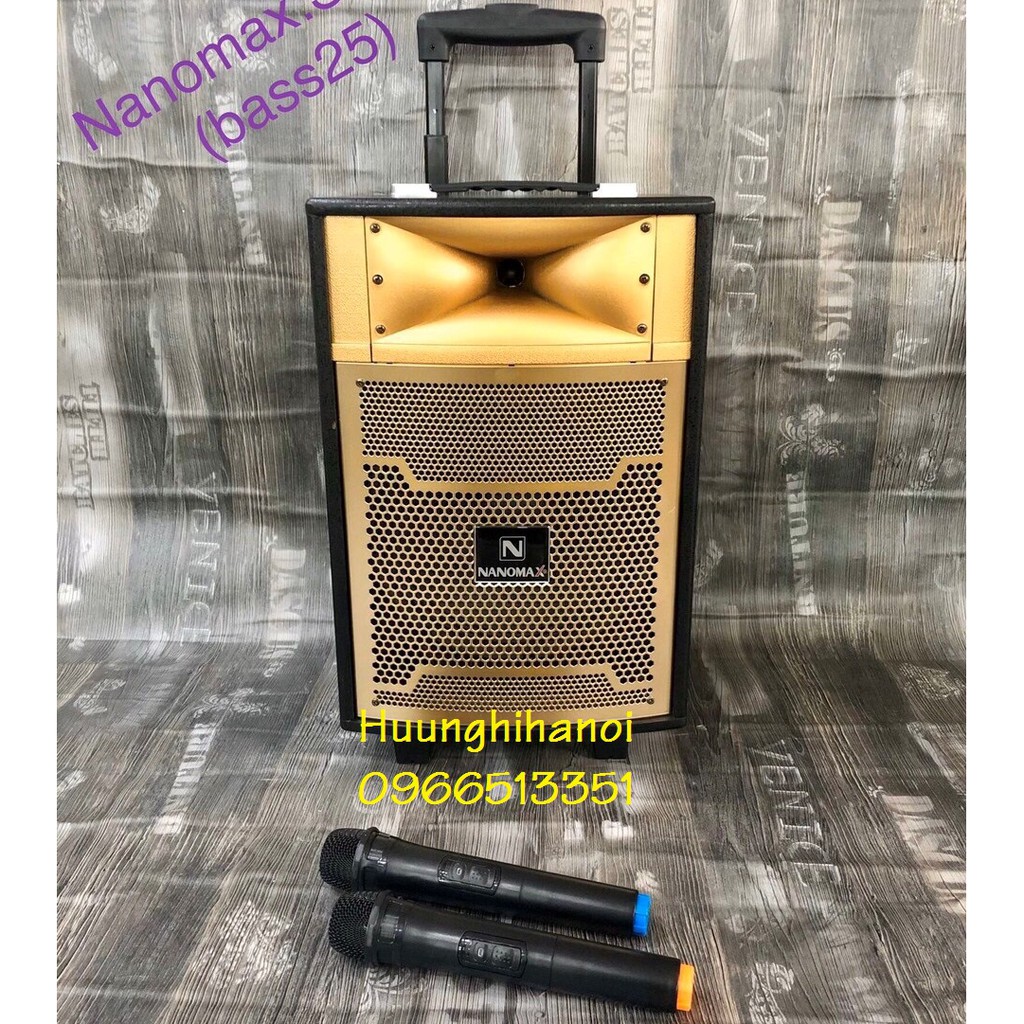Loa kéo di động Karaoke Nanomax S-10D thùng gỗ, tặng kèm 2 micrro không dây âm thanh cực hay, giá rẻ