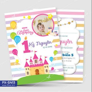 (3.900đ/1thiệp) Combo 20 thiệp thôi nôi sinh nhật chèn nội dung theo yêu cầu