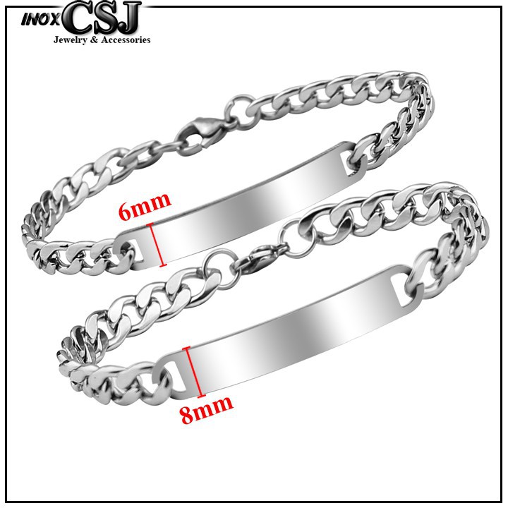 Lắc tay cặp inox , vòng tay cặp inox trơn cp009 Pitaca