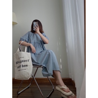 Váy babydoll dáng dài - buộc nơ lưng