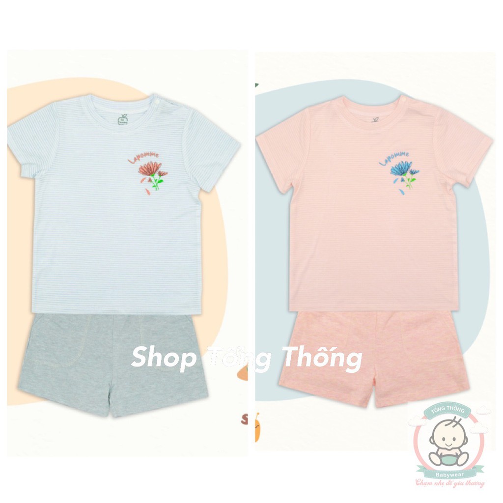 Bộ La Pomme Modal siêu mềm mịn mỏng mát da cao cấp cộc tay kẻ sọc in bồ công anh cho bé trai bé gái SS208