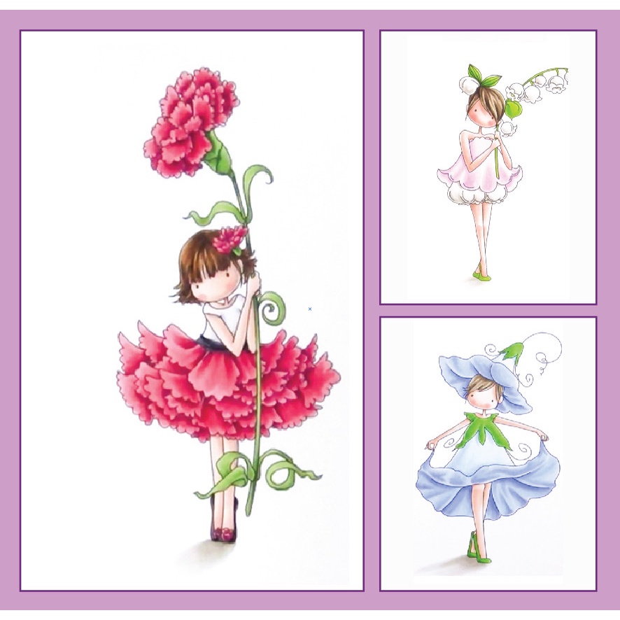 Bộ 14 tranh tô màu nước Flower baby giấy dầy đẹp