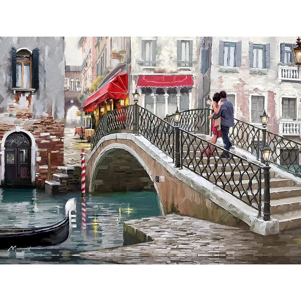 Love Story .Tranh sơn dầu số hoá tự tô màu theo số có khung - 40*50cm