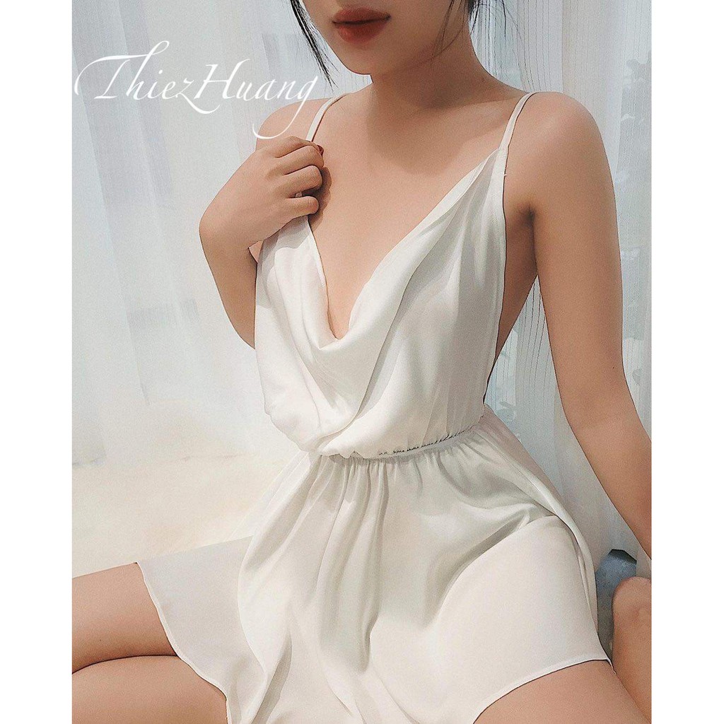 {CAO CẤP} Đầm ngủ sexy trễ ngực lụa satin cao cấp  kèm quần  LyLy