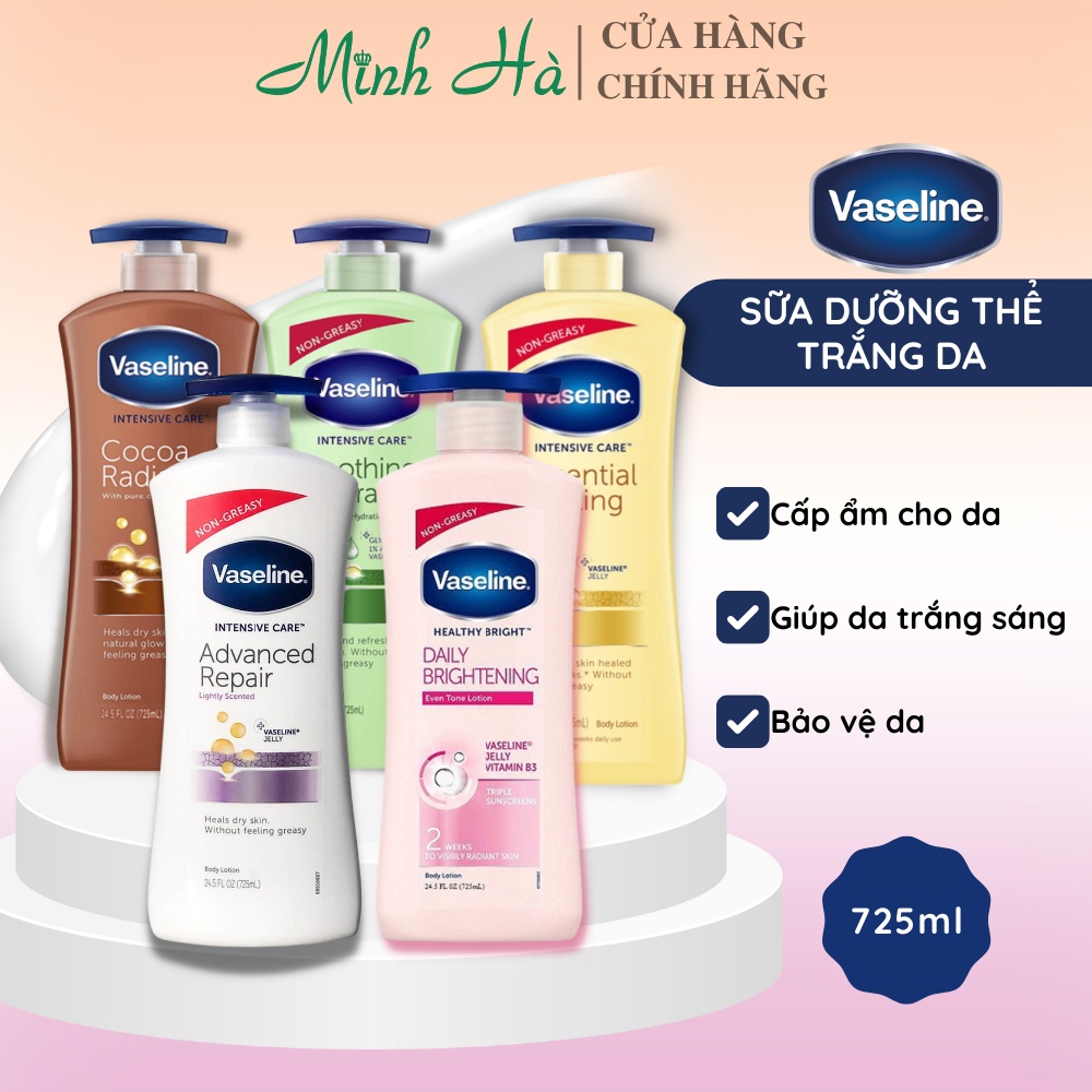 Sữa dưỡng thể Vaseline Healthy Bright Daily Brightening 725ml giúp dưỡng ẩm và làm trắng da