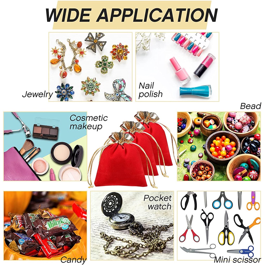 [Mới] Túi Nhung Dây Rút Đựng Trang Sức / Quà Cưới Màu Đỏ Rượu Vang