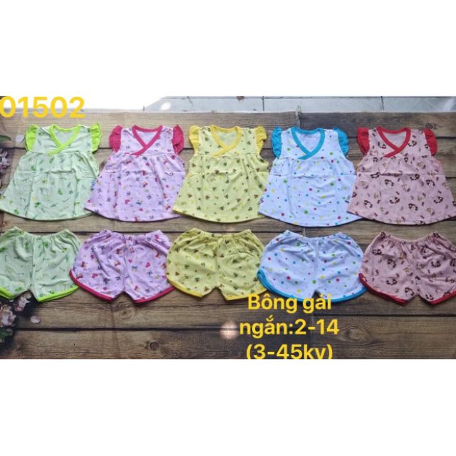 Set 5 bộ bé gái cotton 100% 6_20kg