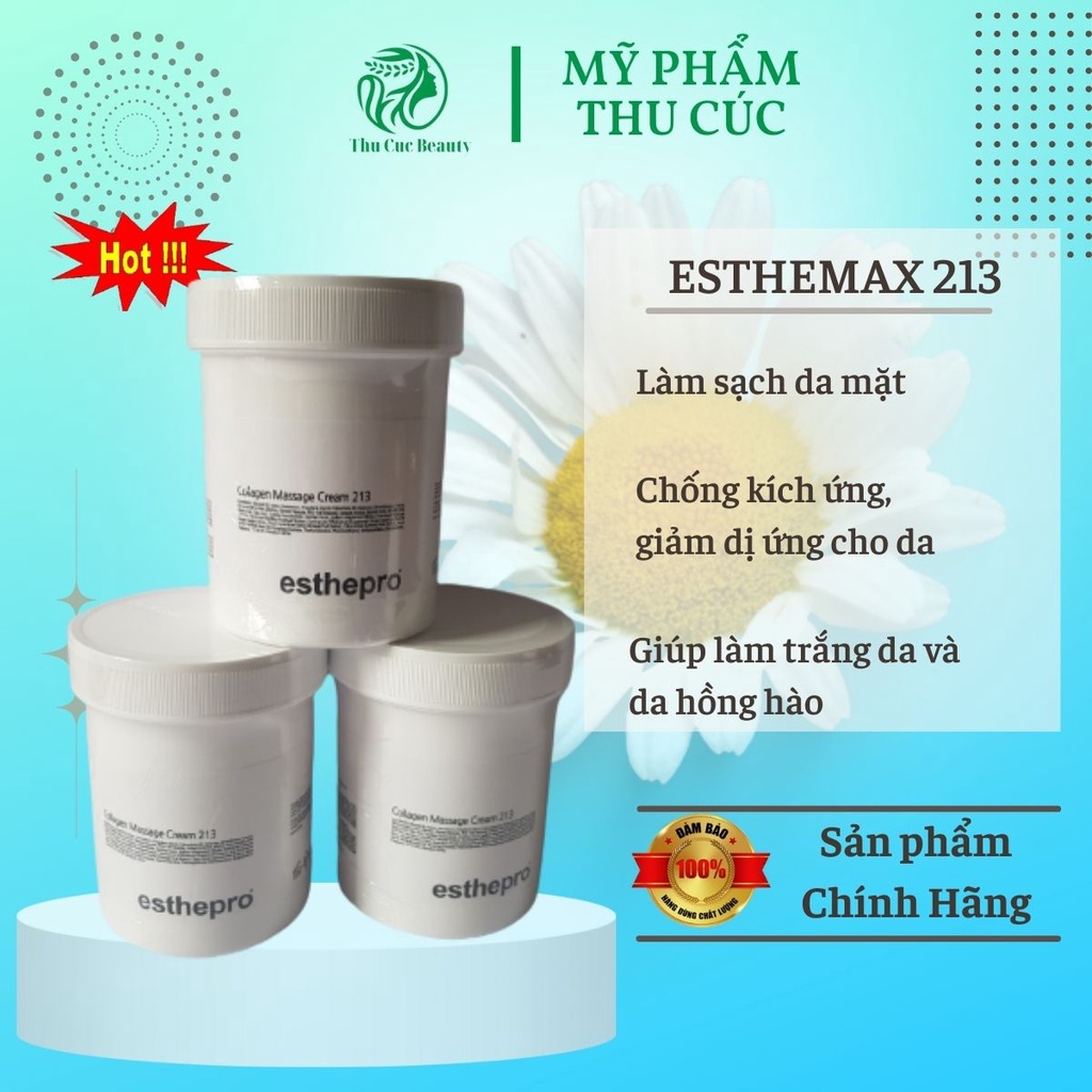 Kem Collagen Massage Cream 213 1000ml Esthepro chính hãng chống lão hóa đẩy lùi nếp nhăn sáng da cân bằng độ ẩm.