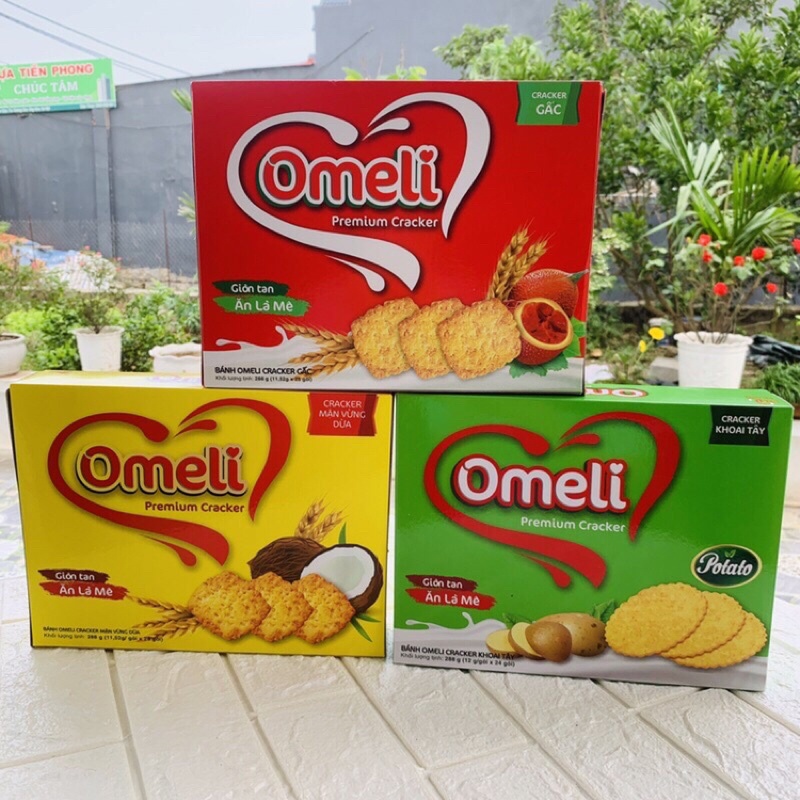 Bánh Omeli Cracker Hộp 288G Khoai Tây/Vừng dừa/Gấc