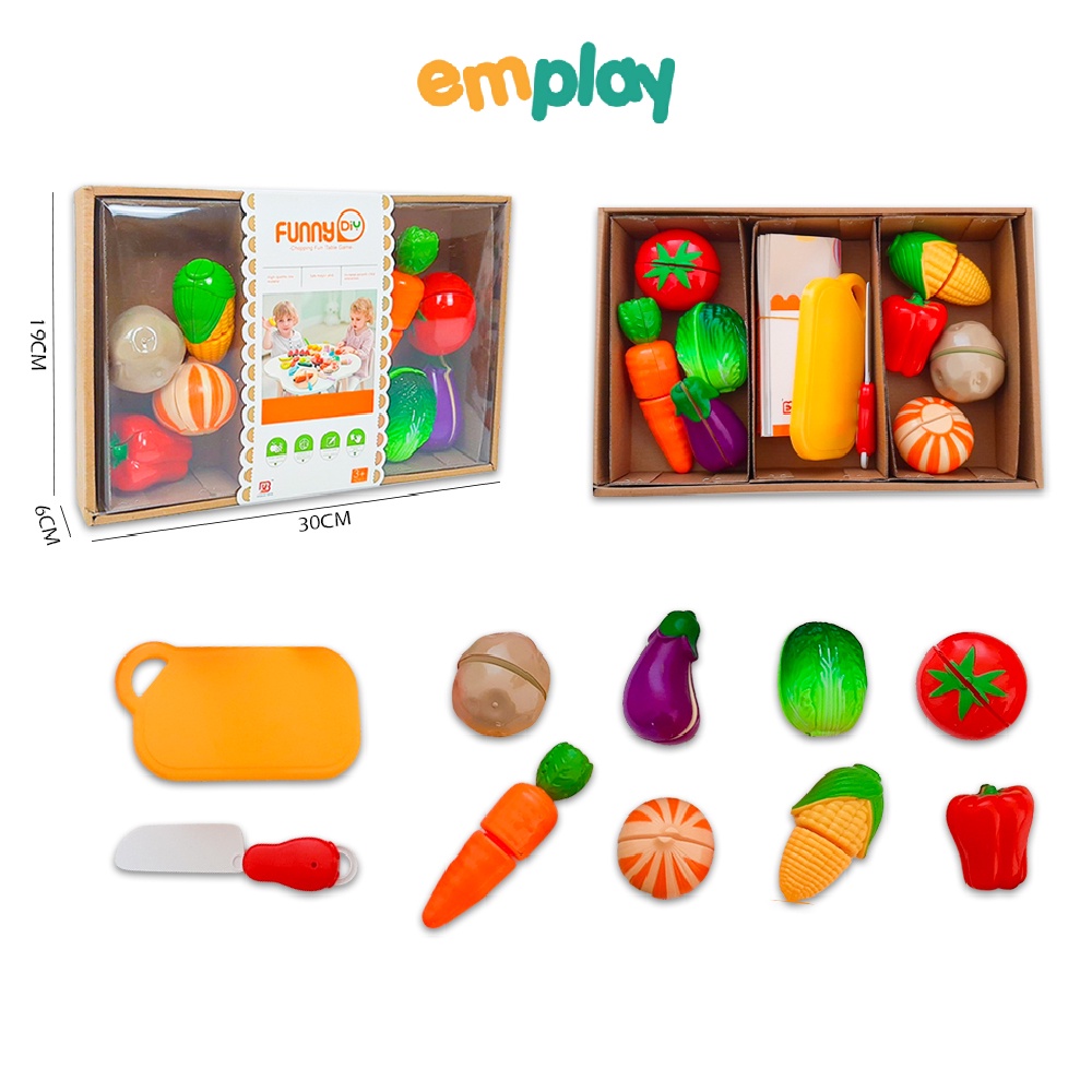 Đồ chơi cắt bánh hoa quả và rau củ cho bé Emplay bằng nhựa cao cấp an toàn cho trẻ trên 3 tuổi