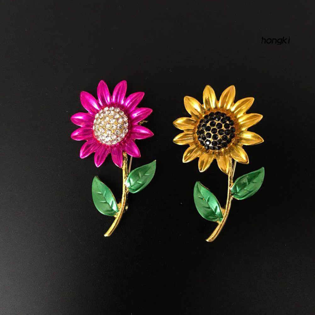 Ghim Cài Áo Hình Hoa Hướng Dương Đính Đá Nhân Tạo Thời Trang Cho Nữ