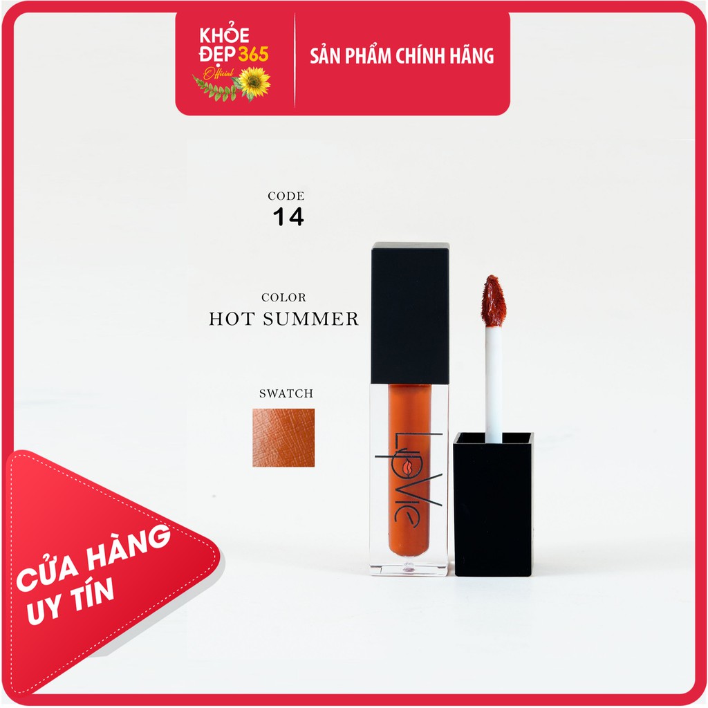 Son Kem Lipvie Matte Liquid Lipstick Màu Cam Cháy [#14 -  SUMMER] Không Chì Siêu Mềm Mịn 4,5g