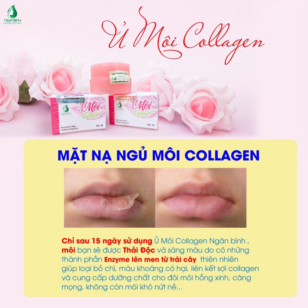 Mặt nạ ủ môi Collagen Ngân Bình dưỡng môi mềm mại, làm hồng môi, hết thâm