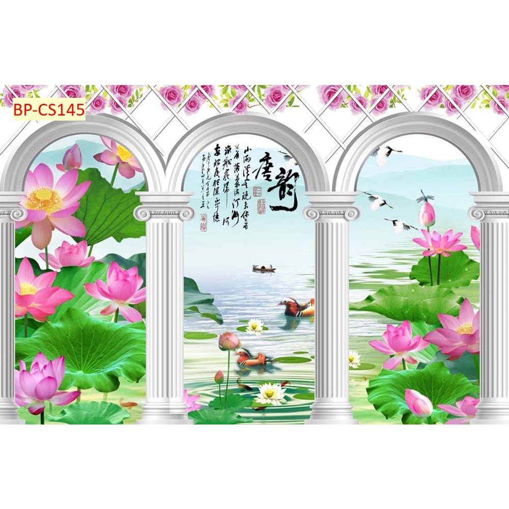 Tranh dán tường 3D khung cửa sổ sang trọng, lịch sự mẫu mã đẹp mắt, phù hợp nhiều không gian