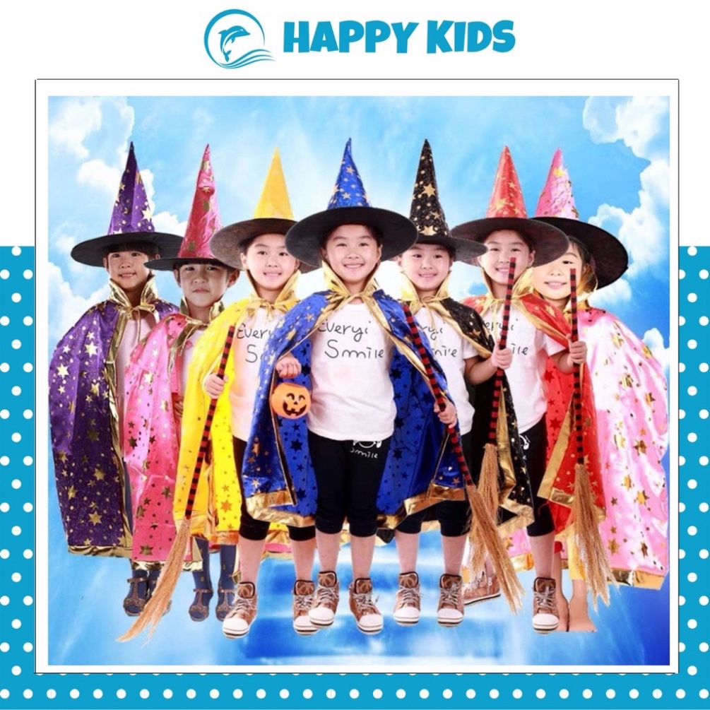 Áo Choàng Phù Thuỷ Halloween, Lễ Hội Lấp Lánh Ánh Sao Kèm Mũ Và Áo Choàng BEEKIDS