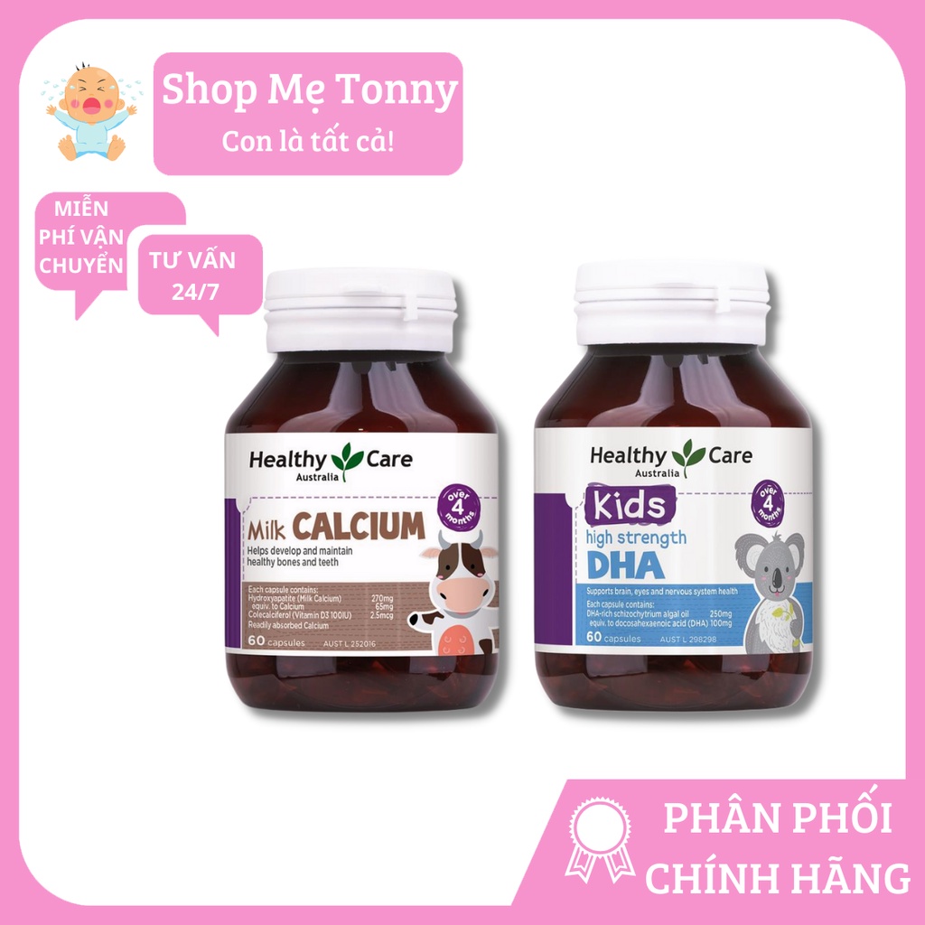 Viên bổ sung canxi dha Healthy Care cho trẻ từ 4 tháng tuổi của Úc