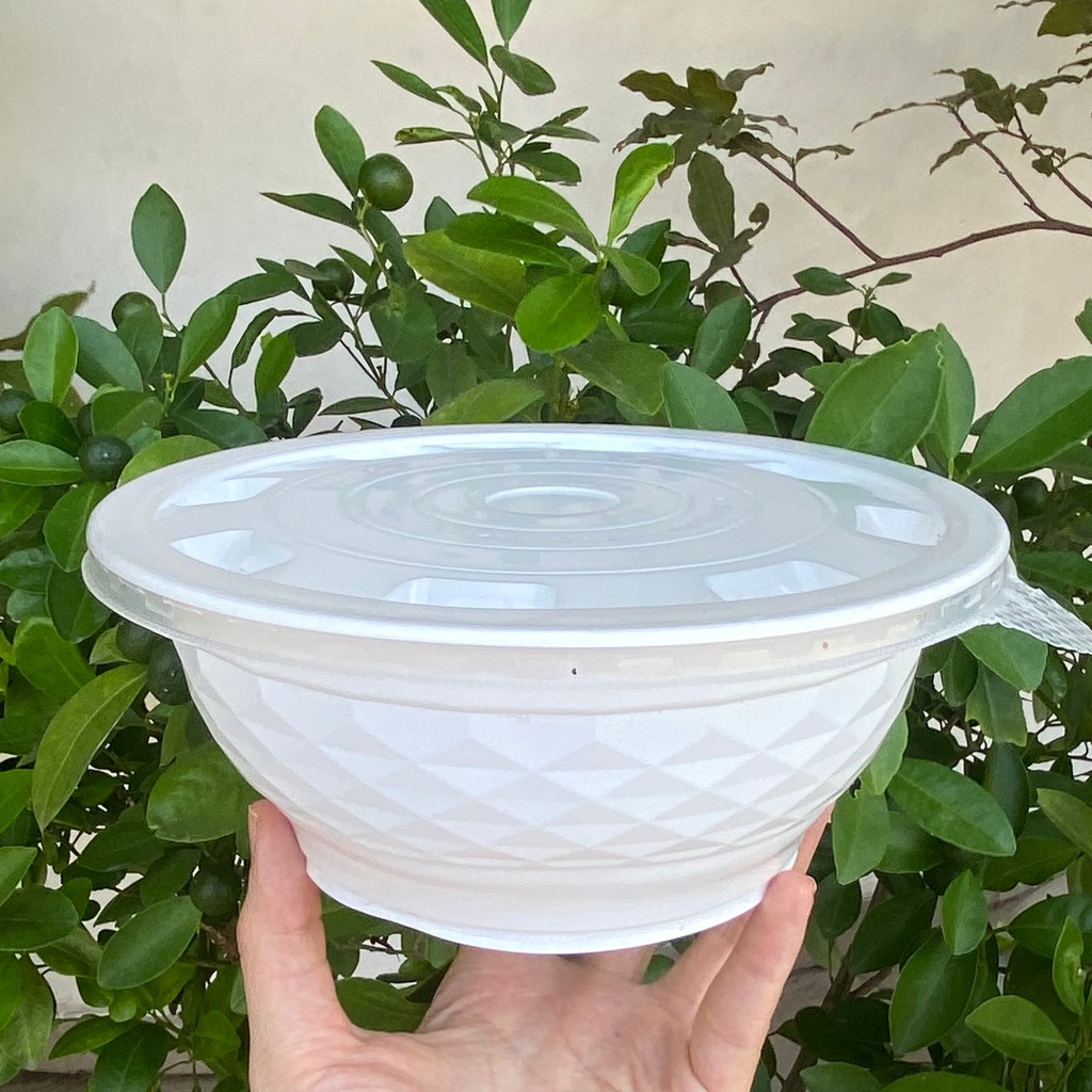 Tô nhựa 1000ml có nắp 1 lít dùng được trong lò vi sóng TO86 - bát dùng 1 lần Plastic bowl with lid