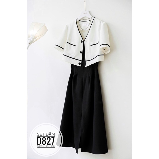 Bigsize Set đầm kèm áo viền D827