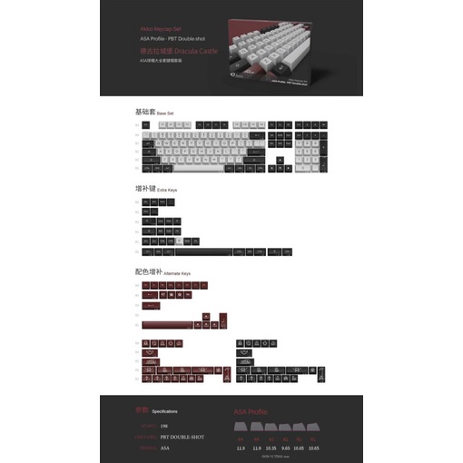 Nút Bàn Phím - AKKO Keycap set – Dracula Castle (PBT Double-Shot/ASA profile/198 nút)