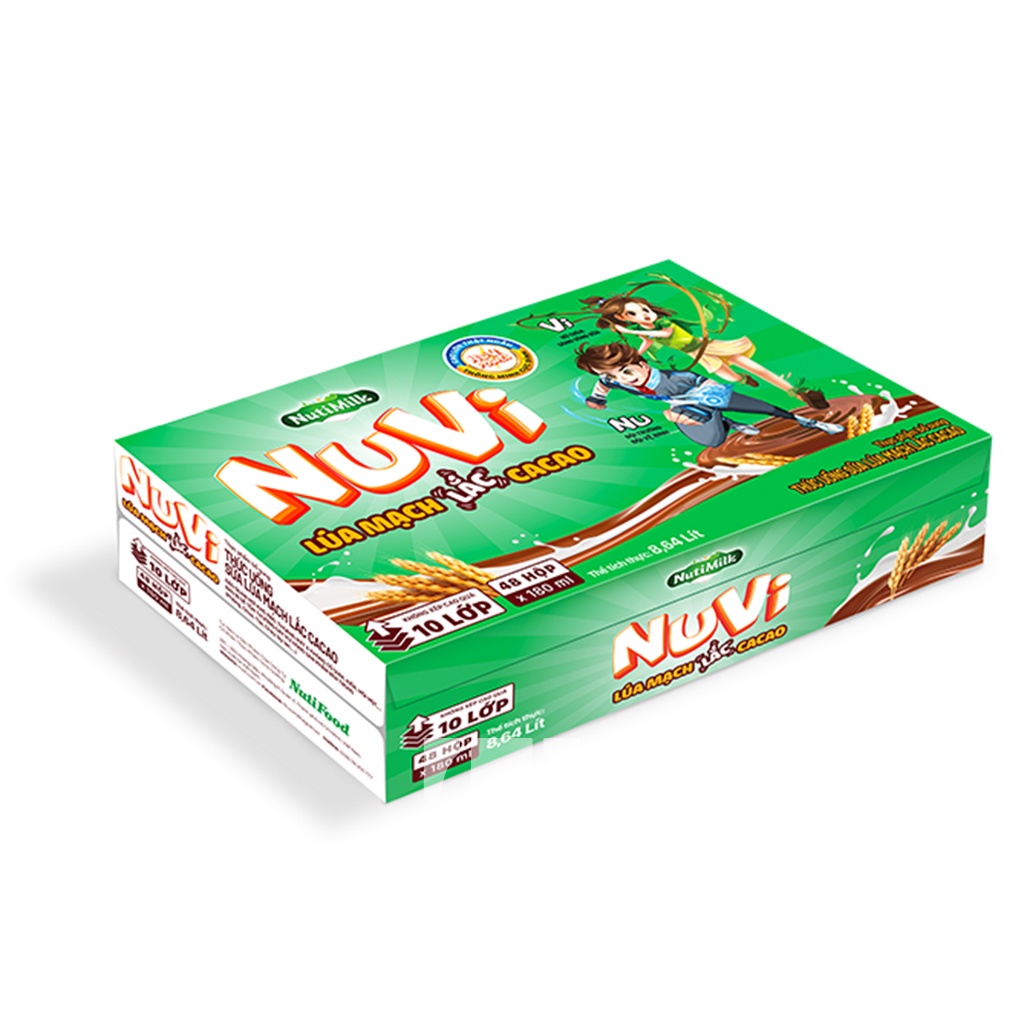 THÙNG 48 HỘP Sữa Nuvi 180ml Thạch Cacao/lắc caocao/đào táo/dâu/cam...-TUH