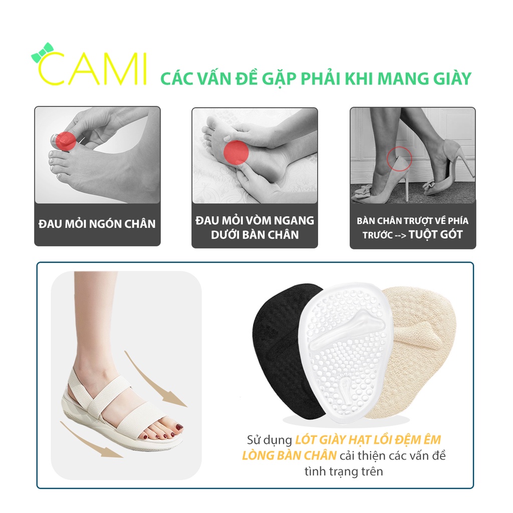 Miếng lót giày cao gót chống trượt chân có keo dán cố định, êm ái và dễ dàng di chuyển - Cami - CMPK226