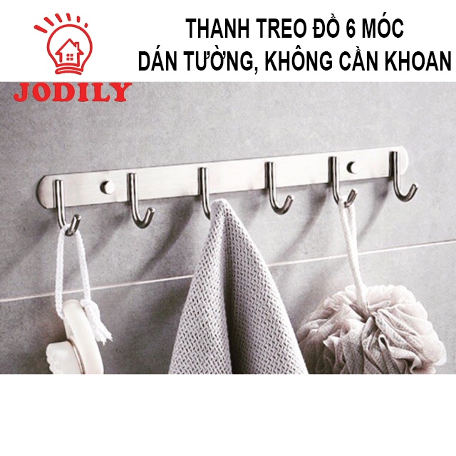 Thanh Treo Quần Áo INOX 304 Dán Tường Cao Cấp 6 Móc Jodily StarHome