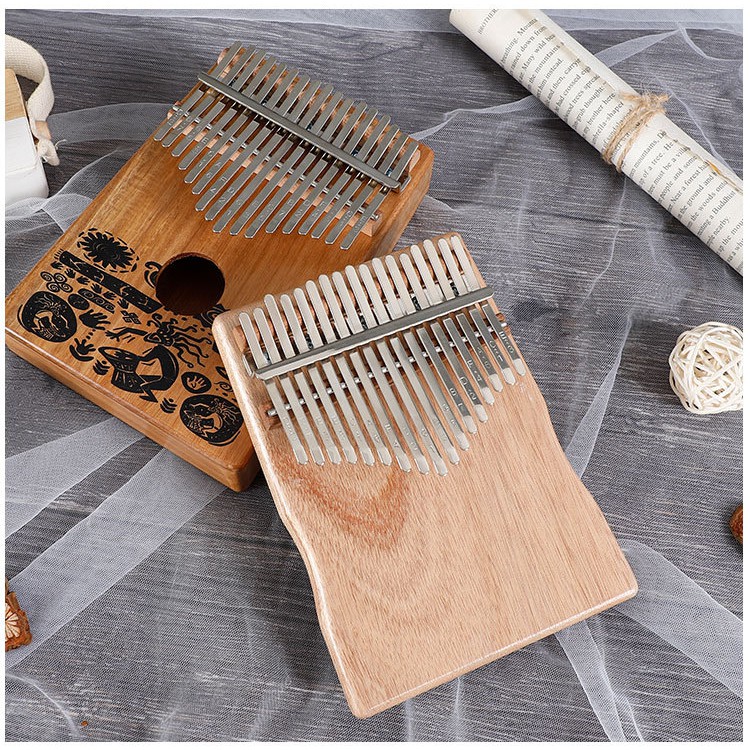 Đàn kalimba 17 phím MINTO-M17 tràm bông vàng âm vang tặng búa chỉnh âm, stick dán màu